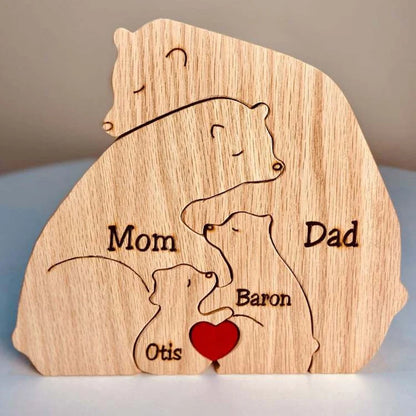 Personalized Design Custom Wooden Bear Family