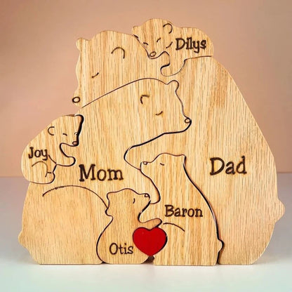 Personalized Design Custom Wooden Bear Family